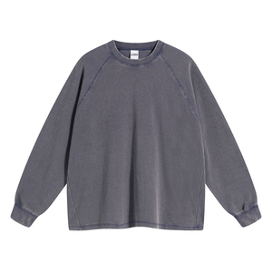 OEM Unisex Boxy Cropped Hoodie Custom Men Heavyweight Cotton Acid Wash Sweatshirts Vintage Distressed <b>Waffle</b> Long Sleeve T <b>Shirt</b> - Product Image 3