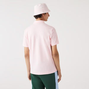 Custom Embroidered Logo Regular Fit 100% Light <b>Pink</b> Stretch Cotton Pique Polo <b>Shirt</b> with Concealed Button Placket and Rib - Product Image 2