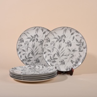 Ensemble d'assiettes de service en porcelaine durable 10,5 pouces, compatibles lave-vaisselle et micro-ondes, écologiques, design moderne et luxueux imprimé