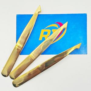 Pince à épiler de luxe personnalisée en acier inoxydable, pointe inclinée de précision, écologique, couleur or, outil de beauté et de toilettage pour salon et maison - Product Image 3