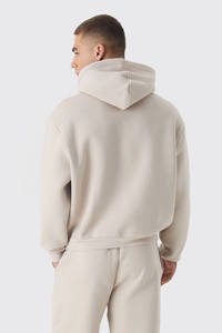 High Quality Custom Oversize Boxy Varsity Embossed Tracksuit Cotton Heavyweight Streetwear 2 Piece Hoodie & Jogger Men Sweatsuit - Product Image 4