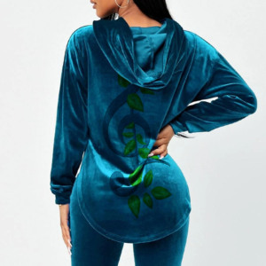 Ensemble court en velours 100 % coton pour femme, style streetwear 2026, survêtement à manches longues, crop top et short assortis pour filles, collection hiver - Product Image 3