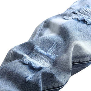 Jeans déchirés pour hommes, délavés vintage, jeans longs et slim, pantalons droits en denim pour hommes, pantalons décontractés - Product Image 4