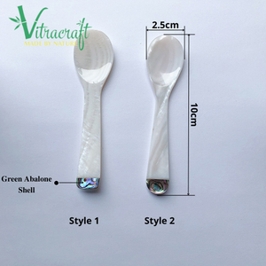 Cuillère à caviar incrustée de coquille d'ormeau naturel Un style unique en 2023 Apportez une nouvelle expérience Cuillère à caviar faite à la main Taille 10cm - Product Image 6