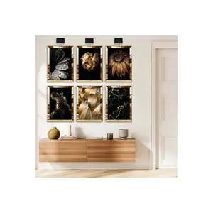 ZEVAHR MEUBLES DÉCORATION Daisy Or Détail 6 Pièces Plexiglas Bord Fadeless MDF Peinture Ensemble Art Prints 20x3030x40 pour - Product Image 1