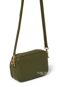 Mini sac à bandoulière pour appareil photo avec deux compartiments zippés – Cuir véritable italien – Fait main – PS496 - Product Image 3