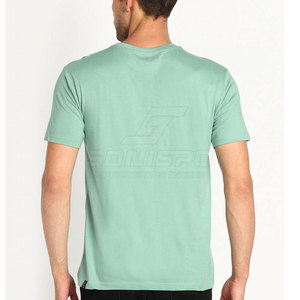 T-shirt à manches courtes col rond pour homme SONISPO, coupe classique, jersey de coton respirant, couleur unie, impression du logo sur le devant - Product Image 4