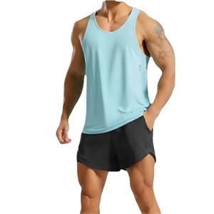 Verano de talla grande músculo deportes camiseta sin mangas transpirable Color sólido entrenamiento chaleco gimnasio Fitness secado rápido hombres camiseta sin mangas - Product Image 1