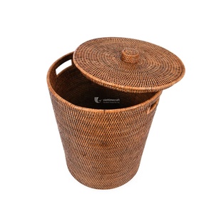 ตะกร้าผ้าหวายมีฝาปิด ตะกร้าผ้าหวายสานมือสำหรับห้องน้ำและจัดเก็บของใช้ในบ้าน สำหรับตกแต่งบ้าน ขายส่ง - Product Image 2