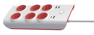 Multipresa a 6 prese con 2 porte USB e 2 porte USB-C, interruttore e cavo da 1,5 m (F-Bright 1001721) - Product Image 1