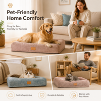 Lit pour chien orthopédique de luxe en mousse à mémoire de forme, housse amovible et lavable, canapé-lit rectangulaire en daim doux pour animaux de compagnie, logo personnalisé, OEM, ODM, vente en gros