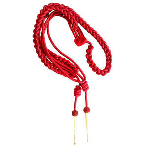 Fil de cérémonie personnalisé en fil de laine rouge métallisé, cordon d'aiguillette avec embouts dorés, respirant, accessoires pour uniforme de cérémonie, formel - Product Image 1
