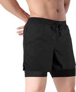 Ventas calientes Fitness 2-en-1 Shorts Pantalones cortos deportivos para hombres Pantalones cortos para correr cómodos y transpirables - Product Image 1