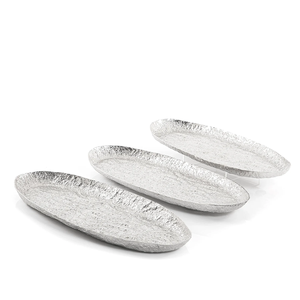 Vaisselle de ménage ensemble de 3 plateaux de service au design moderne élégant plat de service en métal de qualité couleur or pour hôtel - Product Image 2