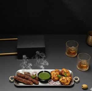 Bandeja de Servicio Ovalada Decorativa de Metal Dorado Martillado de Lujo, Ecológica y Apta para Lavavajillas, para Uso en el Hogar, Hoteles y Eventos - Product Image 6