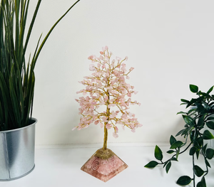 Árbol de cuarzo rosa natural al por mayor para decoración navideña, decoración del hogar, árbol de cristal, árbol de ágata con base piramidal de orgón - Product Image 2