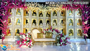 Cadre de scène en bois de style moghol pour Nikaah, avec fond en miroir argenté, cadre de scène en bois artisanal, Australie - Product Image 2