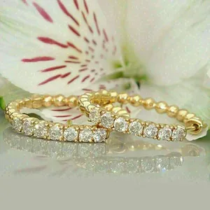 925 <b>Silver</b> 1.20Ct Round Cut Moissanite Diamond <b>Huggie</b> <b>Hoop</b> Earrings for Wedding Party Anniversary Engagement Gift - Product Image 3