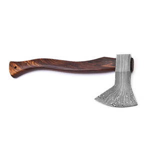 Hache en acier Damas, fabrication artisanale, motif personnalisé, manche en bois massif, pour le camping, le bushcraft, la chasse et les équipements de plein air - Product Image 6
