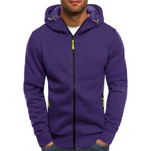 เสื้อมีฮู้ดสำหรับเด็กผู้ชายผ้าคอตตอนโพลีเอสเตอร์มีซิปรูดสีม่วงไซส์ใหญ่พิเศษ350 GSM เสื้อฮู้ดสำหรับผู้ชาย - Product Image 3