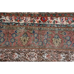 Tapis turc vintage, tapis de 2,1 x 5,6 pieds, tapis à bordures rouges et bleues - Product Image 4