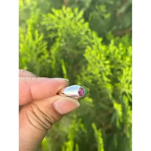 925 <b>Silver</b> Boho <b>Statement</b> <b>Ring</b> with Oval Cut Ruby Handmade Romantic Jewelry Featuring Bezel Setting for Everyday Wear - Product Image 2