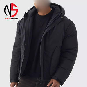 Chaqueta de Invierno para Hombre, Negra Mate, Minimalista, Acolchada, con Capucha, Forro de Piel, Resistente al Viento, Cálida para Clima Frío, de Lona, 2026 - Product Image 1
