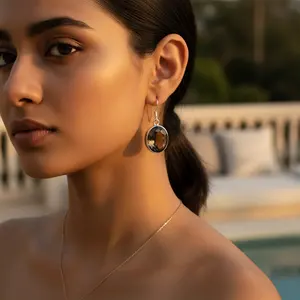 Boucles d'oreilles pendantes en argent 925 avec quartz fumé, cadeau pour femme - Product Image 2