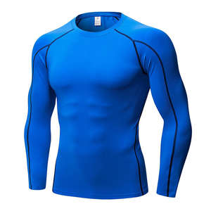 T-shirt de compression pour homme en spandex imprimé par sublimation, à séchage rapide, manches longues, sous-vêtement de sport, rashguard de course à pied - Product Image 5