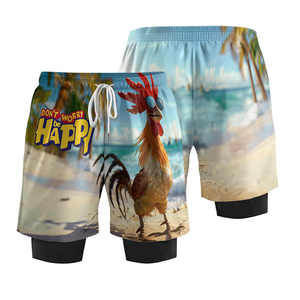 USA Hot-vente 2 en 1 Short Compression Bjj Mma Couche Doublée Athlétique Bloc de Couleur Fitness Costume Sport Workout Hommes Court - Product Image 1