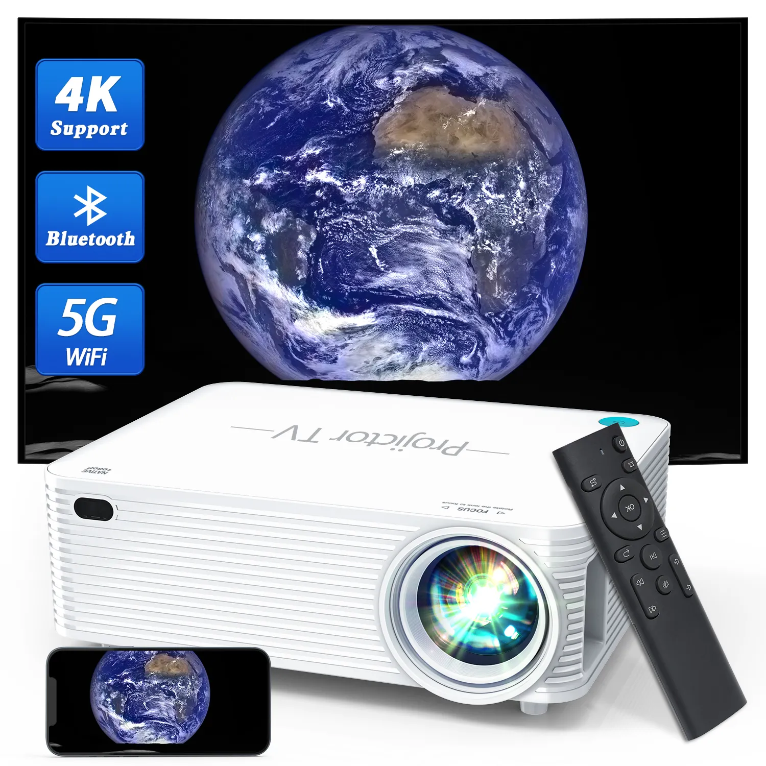 Topfoison A30 projecteur uhd 8k avec wifi net flix musique caméra hdmi led torche de levage chine bluetooth téléphone mini projecteurs