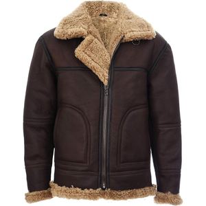 Chaqueta de cuero de oveja de alta calidad con forro de piel de cabra auténtica, abrigo de invierno personalizado para hombre - Product Image 4