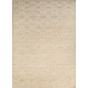 พรมขนสัตว์ถักมือสีเบจและสีน้ำตาลลายเรขาคณิต พรมปูพื้นห้องนั่งเล่นทรงสี่เหลี่ยมผืนผ้า พรมปูพื้นบ้านแบบจู๊ต ลายพัซเซิล - Product Image 1