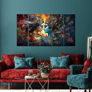 งานศิลปะพระพุทธคุรัญและพระรัฐา: ภาพพิมพ์บนผ้าใบสำหรับตกแต่งผนังสไตล์โบโฮ ชุดผ้าใบ 5 ชิ้น - Product Image 1