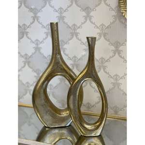 Juego de 2 Jarrones de Flores de Lujo, Decoración para Eventos, Suministros para Bodas, Jarrones Dorados, Macetas de Aluminio, Artículos de Decoración para el Hogar - Product Image 1