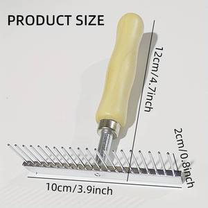 Mango de madera para playa, rastrillo y peine de aseo de hierro resistente y respetuoso con el medio ambiente para la eliminación de nudos de perros - Product Image 5