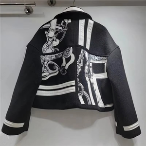 Chaqueta de Forro Polar para Mujer, Nueva Colección Otoño Invierno, Larga, Satén, Transpirable, Bordado Intenso, Cuello Alto, Cremallera, Estilo Urbano, Moderna, Forro de Bambú - Product Image 6