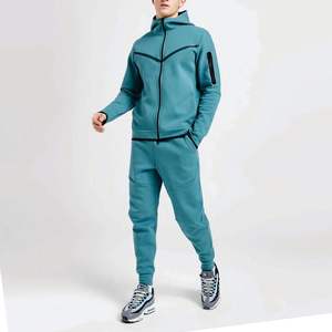Survêtement personnalisé pour homme, éco-responsable, grande taille, en polaire technique respirant, coupe-vent, imprimé uni, sweat-shirt à fermeture éclair intégrale, pantalon de jogging - Product Image 1