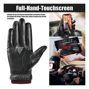 Gant d'hiver en cuir pour homme avec veines, poignet extensible avec lanière en cuir, fabriqué à partir de cuir de mouton véritable 100%, doublure intérieure en fourrure - Product Image 6