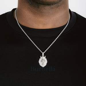 Personalizado 925 Plata chapado en oro cabeza de león rey corona forma totalmente helado VVS Moissanite diamante cubano colgante joyería colgantes encantos - Product Image 2