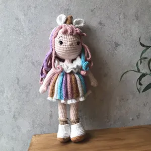 도매 작은 크로 셰 인형 동물 니트 크로 셰 뜨개질 장난감 사랑스러운 공주 Amigurumi 장난감