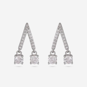 Boucles d'oreilles en argent 92,5 plaqué or avec pendentif géométrique en forme de goutte pour mariage, fête et cadeau, ornées de turquoise, de diamants et de perles - Product Image 1