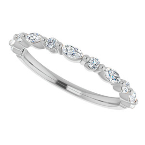 Anillo de Diamantes Plateado en Oro Blanco para Mujer, Corte Marquesa, con Garras Compartidas, Apilable, Color G, Diamante Sintético Cultivado en Laboratorio, Estilo Clásico - Product Image 6