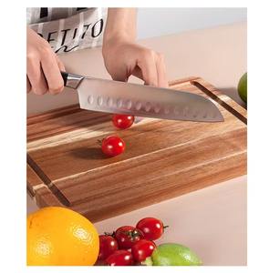 เขียงไม้อะคาเซียทรงสี่เหลี่ยมผืนผ้าสำหรับใช้ในครัวเขียงเส้นใยไม้เนื้อบอร์ดตัดขนาดใหญ่พร้อมร่อง - Product Image 4