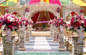 Tusk d'éléphant indien du sud Mandap aux États-Unis intérieur perle or mariage Mandap décoration tronc d'éléphant pilier mariage Mandap ensemble - Product Image 3