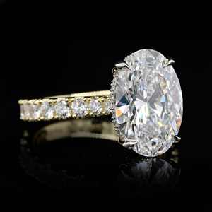 Anillos de Compromiso y Boda de Plata S925 con Oro Real en Oferta, Anillos de Compromiso con Diamantes de Corte Ovalado, Moissanita - Product Image 1