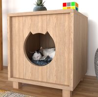 Huisdierenhuis Indoor Voor Kleine Honden Of Katten, Gezellig Houten Ontwerp, Klein Binnenbedhuis, Met Ventilatieopeningen En Verhoogde Vloer Warm