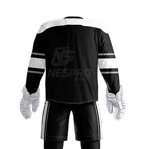 Cómodos conjuntos de estilo uniforme de hockey sobre hielo de tamaño personalizado en stock 100% poliéster transpirable secado rápido respetuoso con el medio ambiente manga larga - Product Image 6