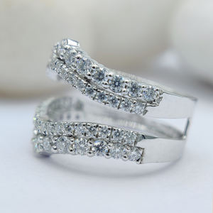 Luxury White Gold Color Boutique Bridal Wedding Jewelry Flawless Moissanite Diamond Engagement Band Ring - Product Image 2