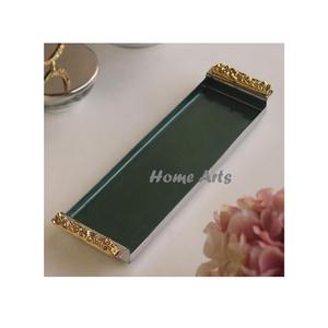 Set of 3 Different Sizes Food Serving Tray Metal Green Color <b>Chocolates</b> Serving Tray For Home Hotel Usage - Product Image 2